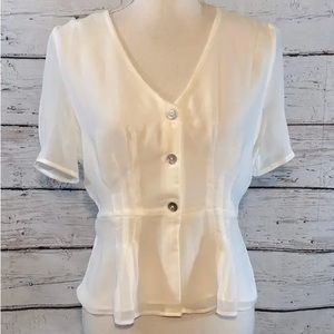 NWT Shine star White Button Up V neck blouse